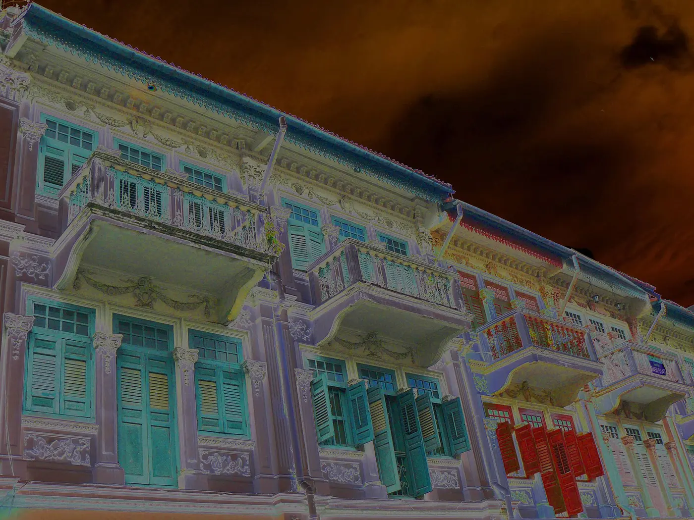 Colourful traditional shophouses in Singapore's Chinatown